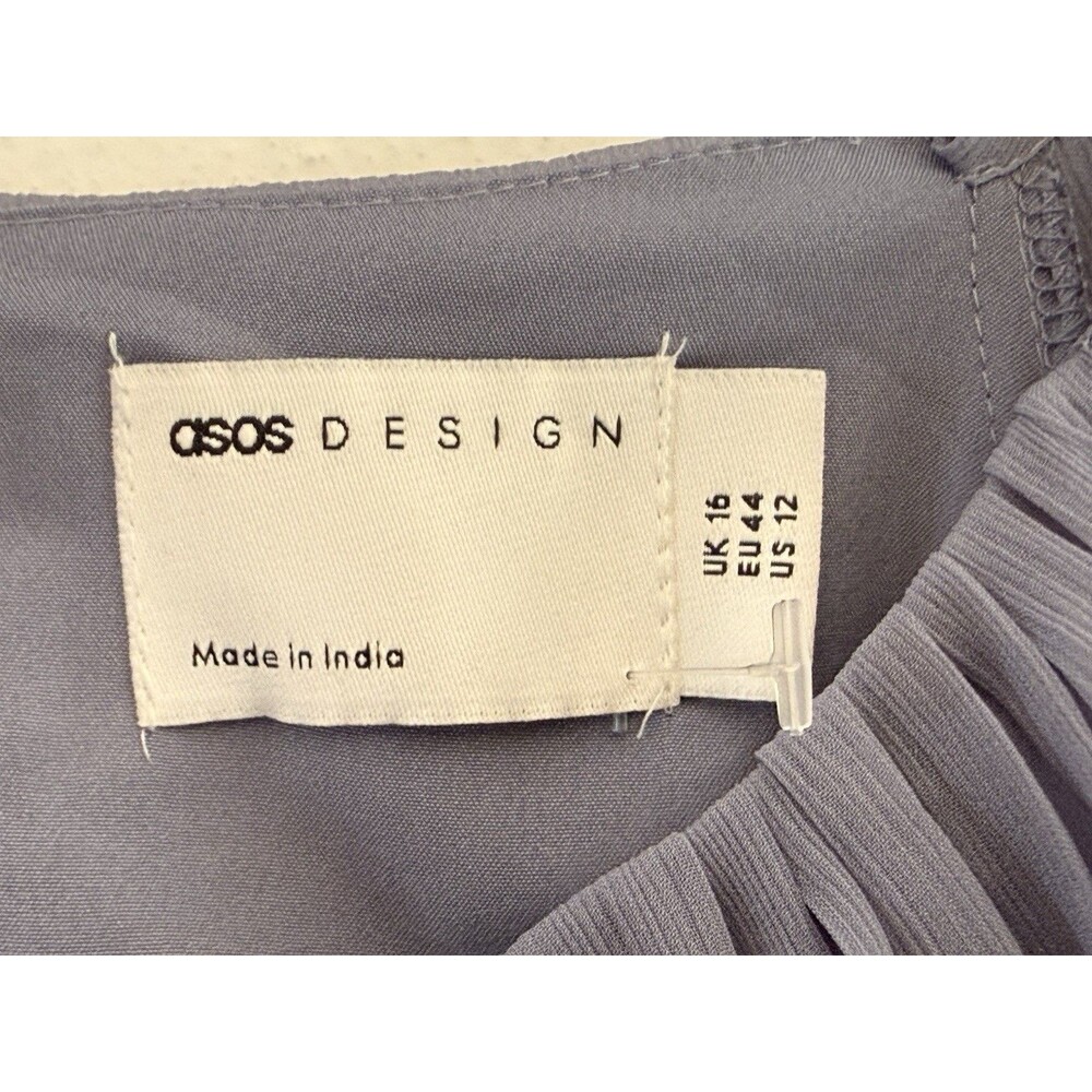 Asos Design Mini Dress Size US 12 EU 44 Lilac Sheer Puff Sleeve Open Back New - Picture 5 of 13